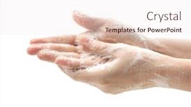  Presentation with germs - Presentation theme consisting of washing-hands-with-soap background and a sky blue colored foreground