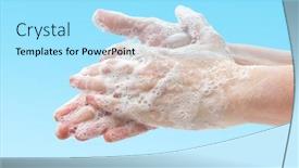  Presentation with germs - Colorful slides enhanced with washing-hands-with-soap backdrop and a arctic colored foreground