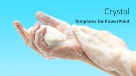  Presentation with germs - Audience pleasing PPT theme consisting of washing-hands-with-soap backdrop and a cyan colored foreground