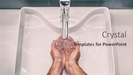  Presentation with hand soap - Presentation theme featuring washing-hands-with-soap background and a lemonade colored foreground