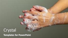  Presentation with disease infection - PPT layouts featuring washing-hands-with-soap background and a gray colored foreground