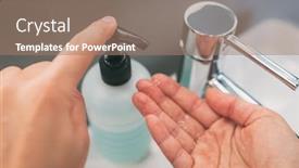  Presentation with step - Cool new slide set with washing-hands-with-soap backdrop and a coral colored foreground