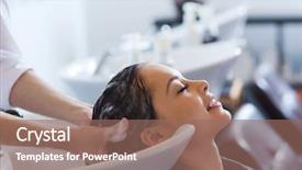  Presentation with hairdressing salon - Beautiful slide deck featuring washing head at hair salon backdrop and a coral colored foreground