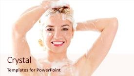  Presentation with hair shampoo - Slides with washing her hair with shampoo background and a lemonade colored foreground