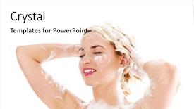  Presentation with hair shampoo - Cool new PPT theme with washing her hair with shampoo backdrop and a white colored foreground