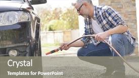  Presentation with car - Cool new slide deck with washing his car in driveway backdrop and a gray colored foreground