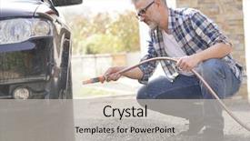  Presentation with woman car driver map - Amazing PPT theme having washing his car in driveway backdrop and a light gray colored foreground