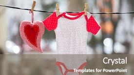  Presentation with baby clothes - Presentation theme featuring washing line - baby clothes and a red background and a gray colored foreground