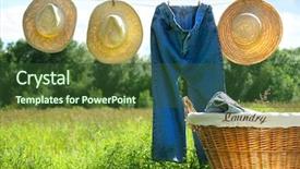  Presentation with blue line - Colorful theme enhanced with washing line - blue jeans and straw hats backdrop and a tawny brown colored foreground