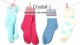  Presentation with socks - Presentation theme consisting of washing line - colorful socks hanging on clothesline background and a pink colored foreground