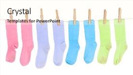  Presentation with clean - Colorful theme enhanced with washing line - row of clean sock hanging backdrop and a cream colored foreground
