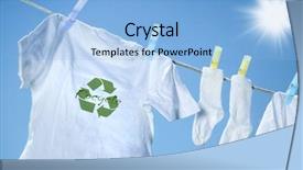  Presentation with recycle - Presentation design consisting of washing line - t-shirt with recycle logo drying background and a light blue colored foreground