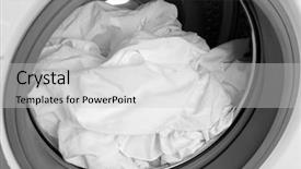 Presentation with clothes washing machine - Audience pleasing PPT layouts consisting of washing machine and clothes close backdrop and a light gray colored foreground