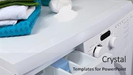  Presentation with laundry - PPT theme enhanced with washing machine and laundry powder background and a light gray colored foreground