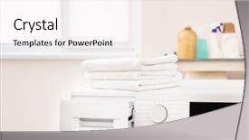  Presentation with laundromat - Colorful slides enhanced with washing machine in laundromat backdrop and a white colored foreground