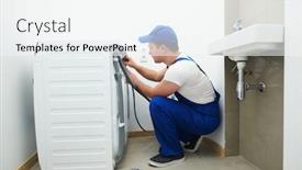  Presentation with connecting - Audience pleasing slide deck consisting of washing-machine-installation-or-repair backdrop and a sky blue colored foreground