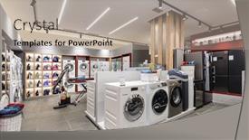  Presentation with machines - PPT theme having washing-machines-and-vacuum-cleaners background and a light gray colored foreground