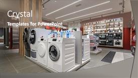  Presentation with machines - PPT layouts consisting of washing-machines-and-vacuum-cleaners background and a gray colored foreground