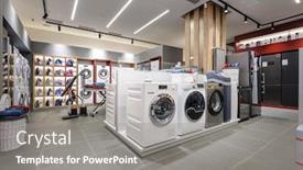  Presentation with machines - Amazing theme having washing-machines-and-vacuum-cleaners backdrop and a gray colored foreground