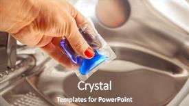  Presentation with hand washing - Presentation design featuring washing mashine liquid coloured detergent background and a violet colored foreground