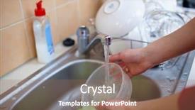  Presentation with surgical hand washing - Audience pleasing presentation theme consisting of washing of the dishes - woman backdrop and a violet colored foreground