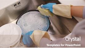  Presentation with wash - Slides enhanced with washing parts - housewife wash dishes background and a coral colored foreground