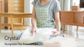  Presentation with japanese kanji - Amazing presentation having washing parts - japanese young housewife backdrop and a soft green colored foreground