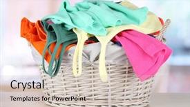  Presentation with room - Slides featuring washing powder - clothes in wooden basket background and a soft green colored foreground
