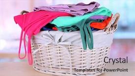  Presentation with clothes washing powder - Cool new slide deck with washing powder - clothes in wooden basket backdrop and a light gray colored foreground