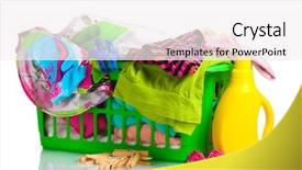  Presentation with white green - PPT layouts with washing powder - clothes with detergent background and a white colored foreground