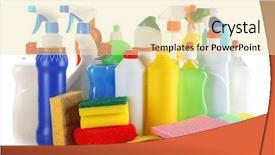  Presentation with sponges - PPT layouts consisting of washing powder - different kinds of house cleaners background and a  colored foreground