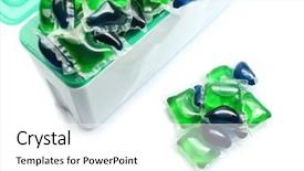  Presentation with detergent powder - Slides featuring washing powder - gel capsules with laundry detergent background and a white colored foreground