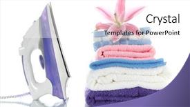  Presentation with lily - Beautiful PPT layouts featuring washing powder - pile of clothes with lily backdrop and a white colored foreground