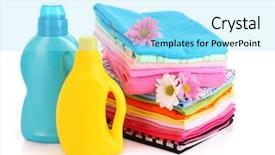  Presentation with clothes washing powder - Presentation theme having washing powder - pile of colorful clothes background and a arctic colored foreground