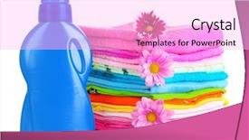  Presentation with pile - PPT theme with washing powder - pile of colorful clothes background and a lavender colored foreground
