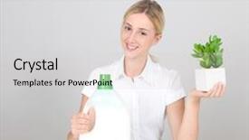  Presentation with chemistry organic trial - Amazing PPT theme having washing powder - woman presenting organic laundry detergent backdrop and a light gray colored foreground