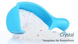  Presentation with container - Slide deck having washing powder in blue container background and a  colored foreground