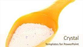  Presentation with china washing powder - PPT theme featuring washing powder in measuring cup background and a cream colored foreground