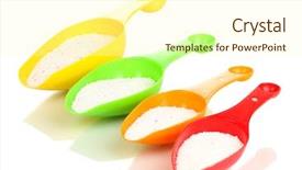  Presentation with powder - Beautiful PPT theme featuring washing powder in measuring cup backdrop and a cream colored foreground