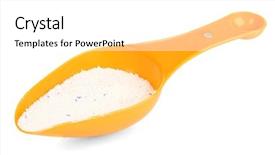  Presentation with china clothes washing powder - PPT layouts having washing powder in measuring cup background and a  colored foreground