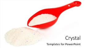  Presentation with powder - Audience pleasing theme consisting of washing powder in measuring cup backdrop and a pink colored foreground