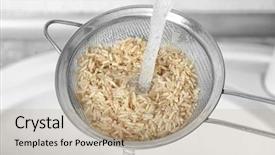  Presentation with rice - Slide deck featuring washing raw rice with water background and a coral colored foreground