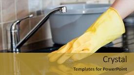  Presentation with cleaning - Presentation with washing up - close-up of a woman cleaning background and a gold colored foreground