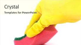  Presentation with hand washing - Cool new presentation theme with washing up - hand in yellow glove backdrop and a blonde colored foreground