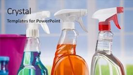  Presentation with house window - Presentation theme consisting of washing up - house cleaning product and window background and a light blue colored foreground