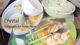  Presentation with kitchen utensils - Slide set with washing up - kitchen utensils need wash close background and a coral colored foreground