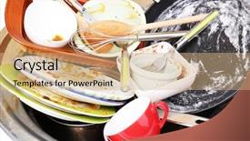  Presentation with kitchen utensils - Beautiful slide deck featuring washing up - kitchen utensils need wash close backdrop and a coral colored foreground