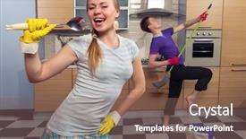  Presentation with pretend - Amazing presentation design having washing up - modern kitchen - woman pretend backdrop and a violet colored foreground