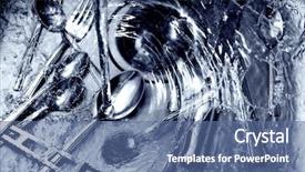  Presentation with blue metallic - Colorful PPT layouts enhanced with washing up - wash up metallic crockery backdrop and a ocean colored foreground