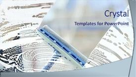  Presentation with airplane wing through airplane window - Presentation theme consisting of washing window with special mop background and a sky blue colored foreground